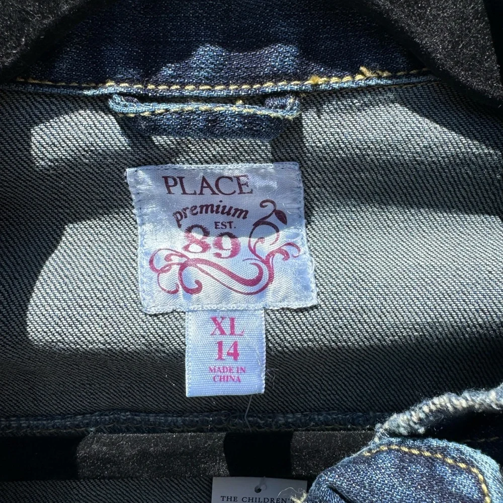 Children's Place Mid-Wash Blue Denim Jacket with distressed details